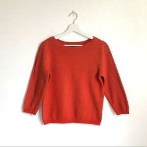 🛍️ 3/$20 Worthington Orange Tan Textured Stripe Boatneck Top Size Large